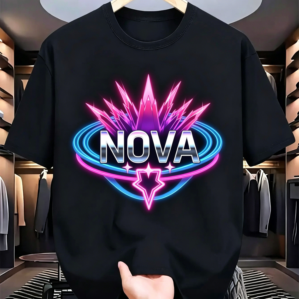Men'S Fashion Nova - Men's Black Cotton T-Shirt Nova Neon