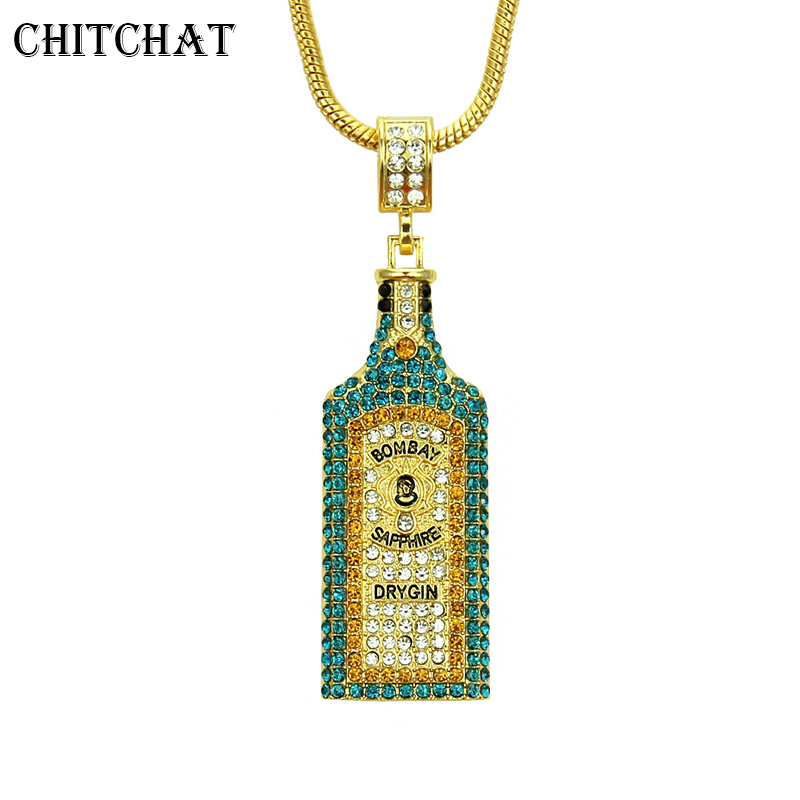 Fashion Men Vogue - Big Wine bottle Necklaces Full Rhinestone