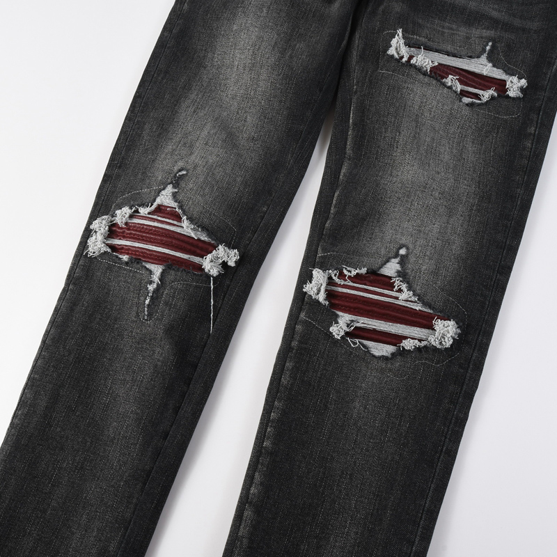 Men'S Fashion Grey Jeans - High Street Fashion New Jeans Beaded
