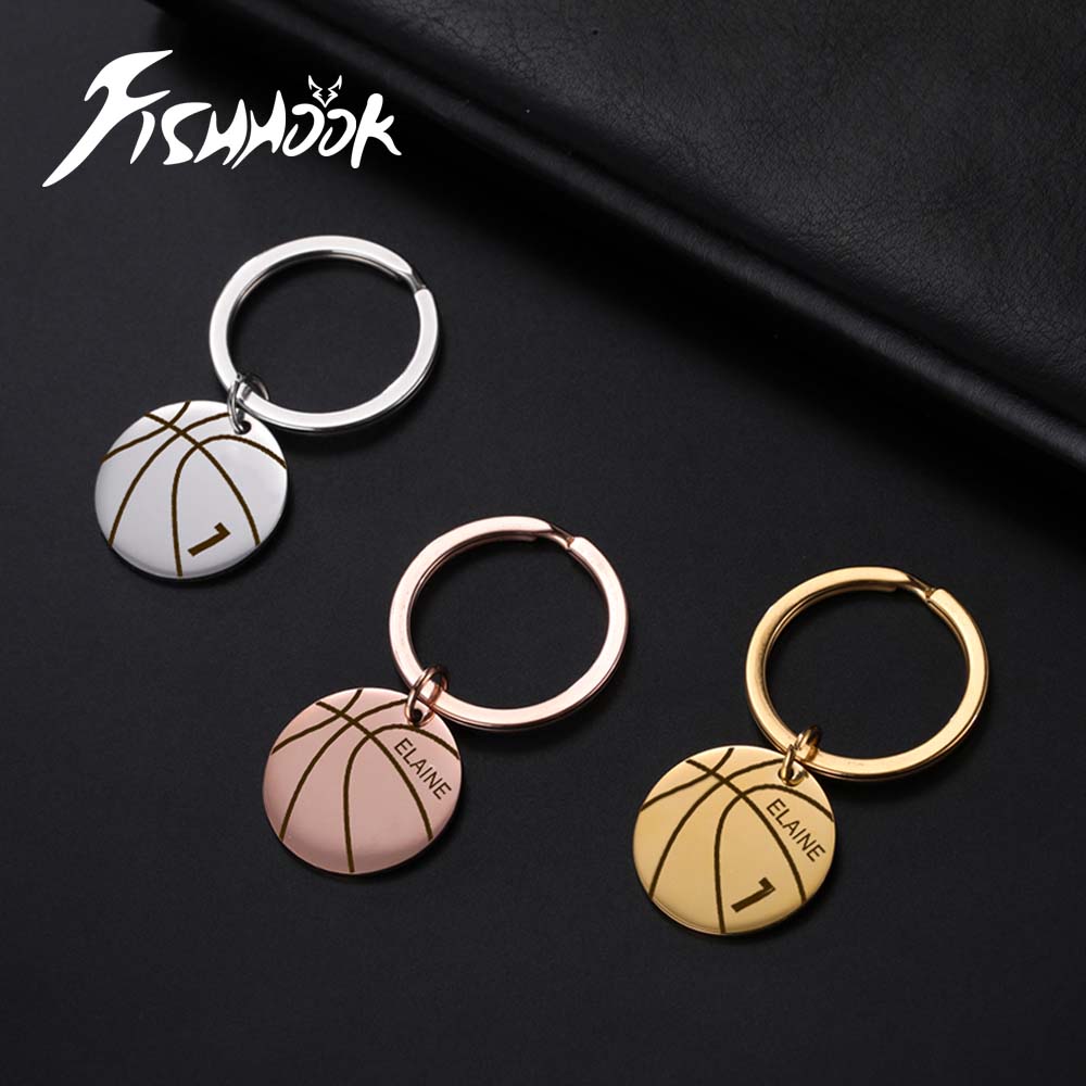 Men'S Fashion Gold Chain - Ball Basketball Keychain Personalized Custom Engrave