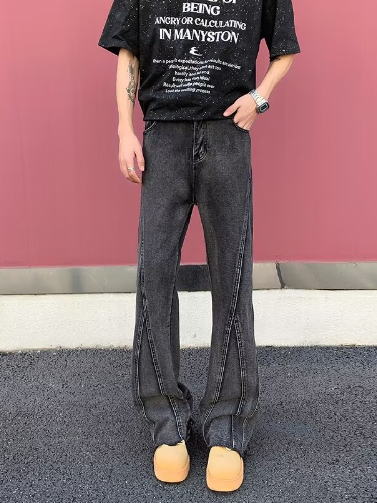 Men'S Fashion Grey Jeans - 2025 Pantalon Y2K Fashion Black Grey