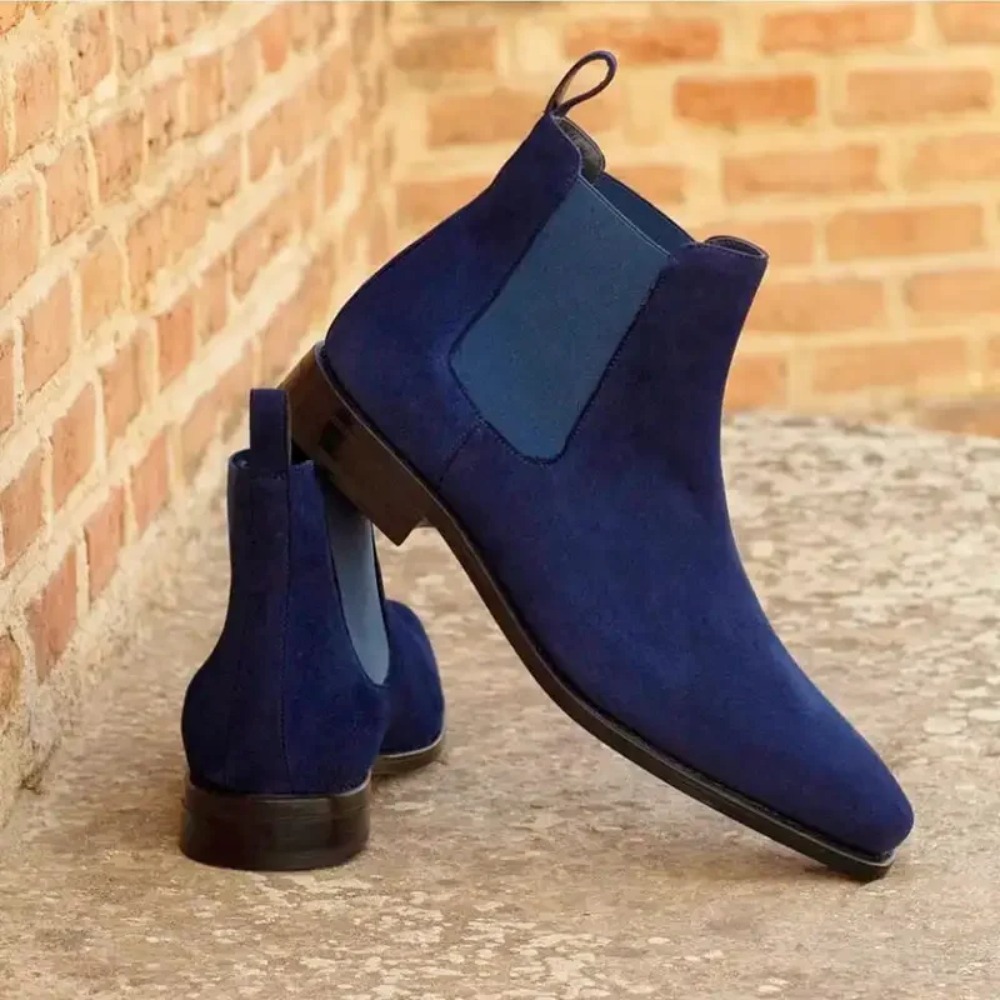 Mens Fashion Zapatos - Chelsea Boots Men Blue Faux Suede