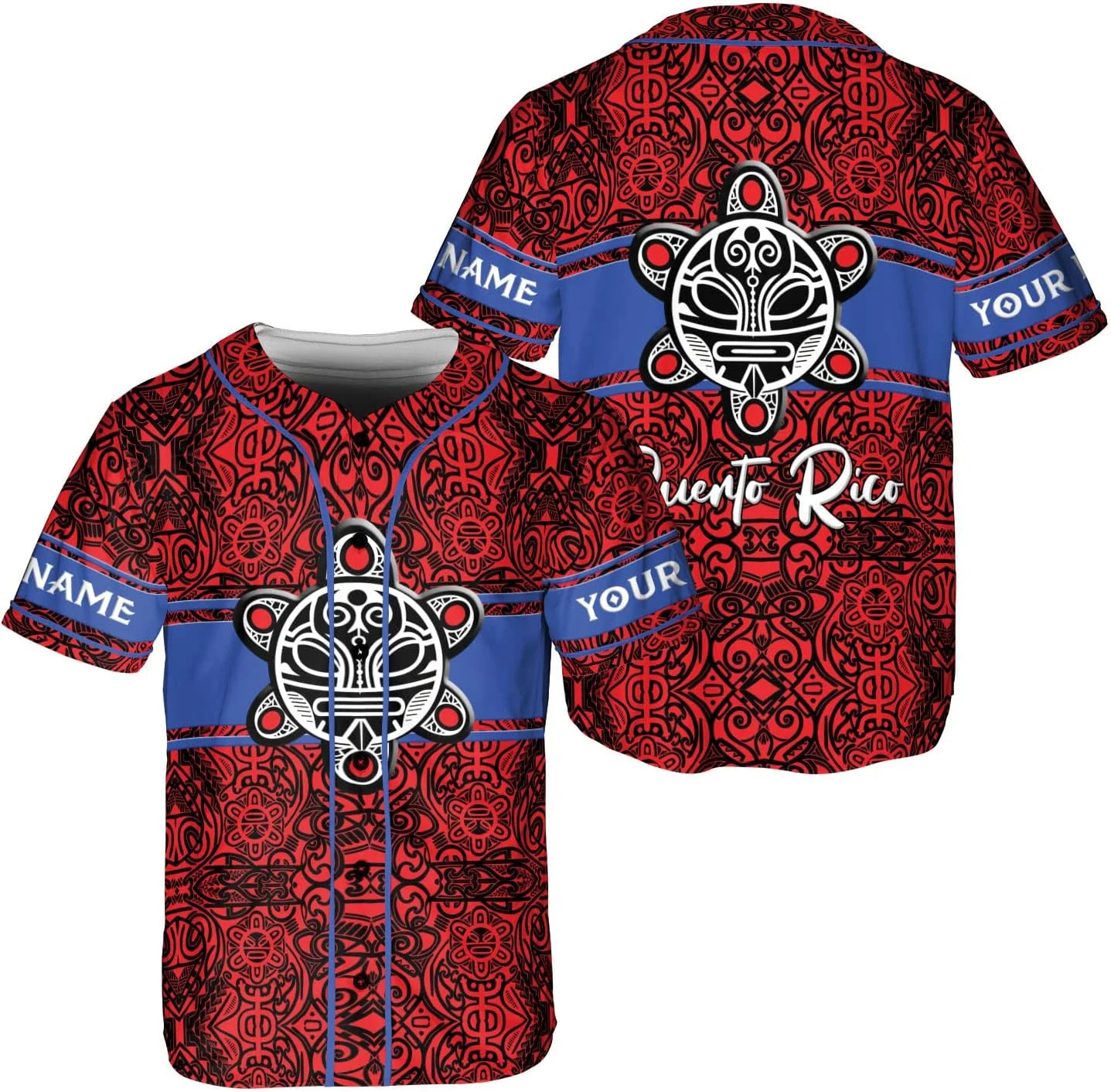 Mens Fashion Baseball Jersey - Personalized Puerto Rico Baseball Shirt, Customized