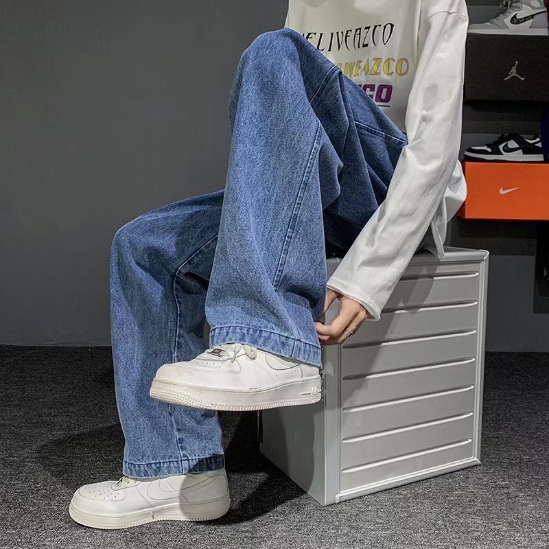Men'S Fashion Grey Jeans - New Korean Fashion Men's Baggy Jeans