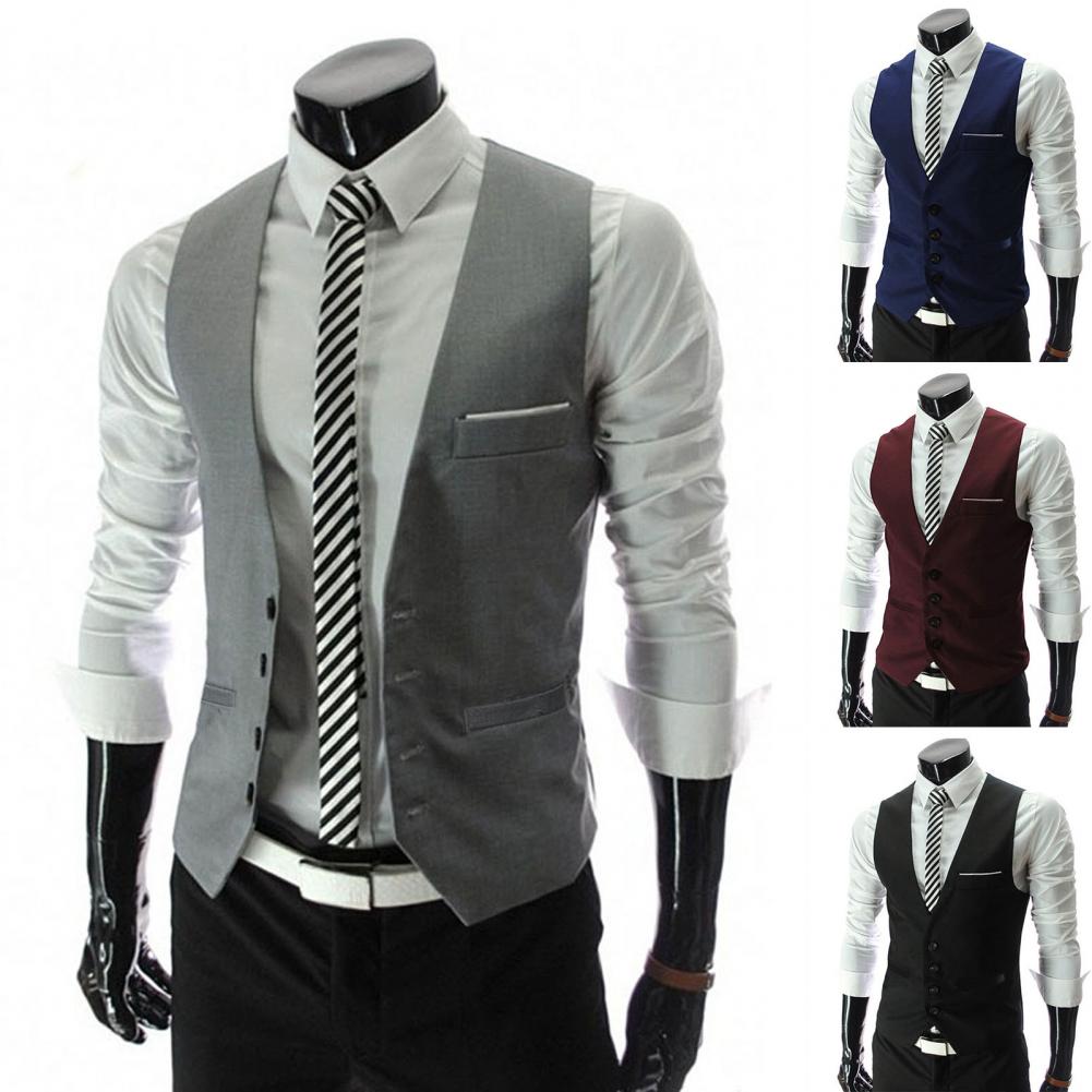 Formal Waistcoat Vest - Men Vest Single Breasted Suit Vest