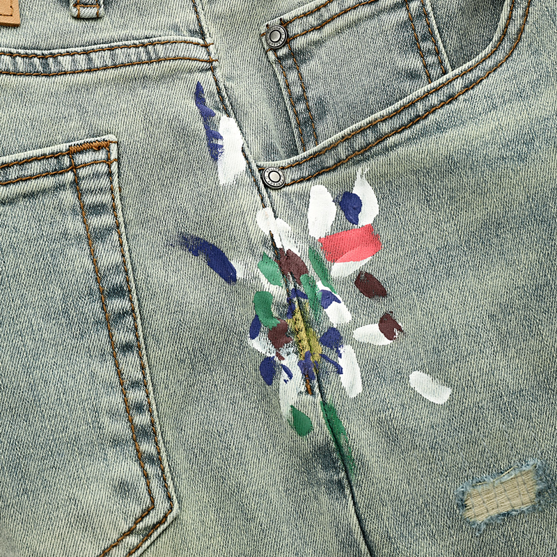 Men'S Fashion Grey Jeans - Y2K Fashion NewY2K Jeans Scratch Painted