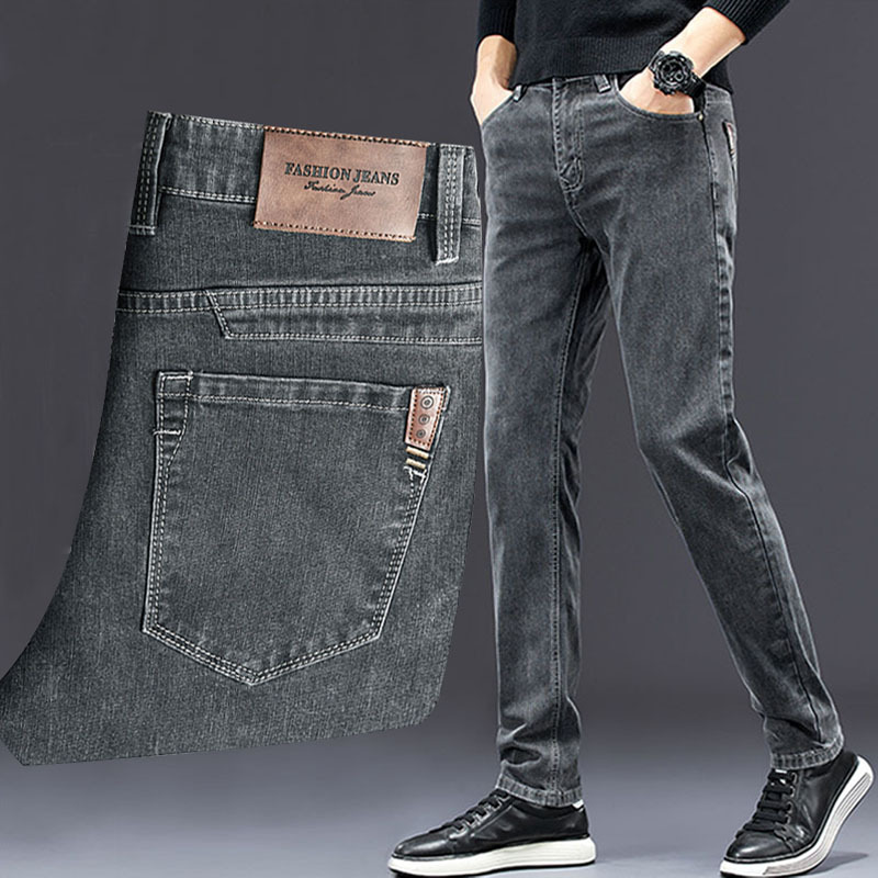 Men'S Fashion Grey Jeans - men's slim jeans 2024 autumn new
