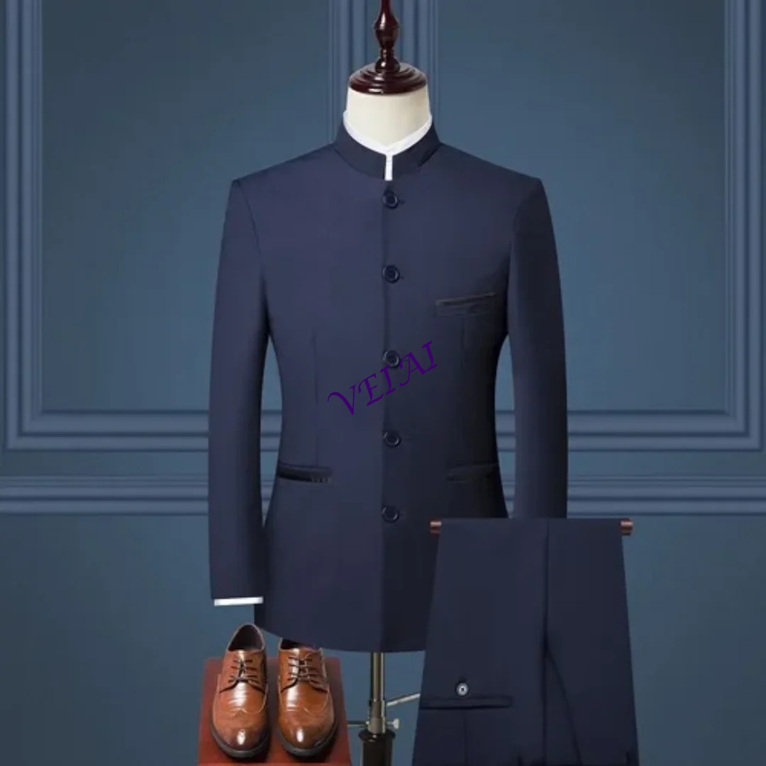 Formal Waistcoat Vest - CustomizedStand Collar Men Blazer Pants Business