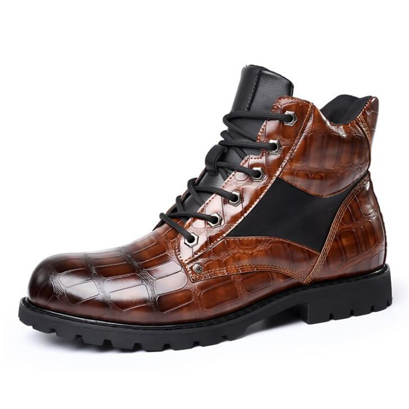 Mens Fashion Zapatos - Luxury Brand Men Boots Grid Pattern