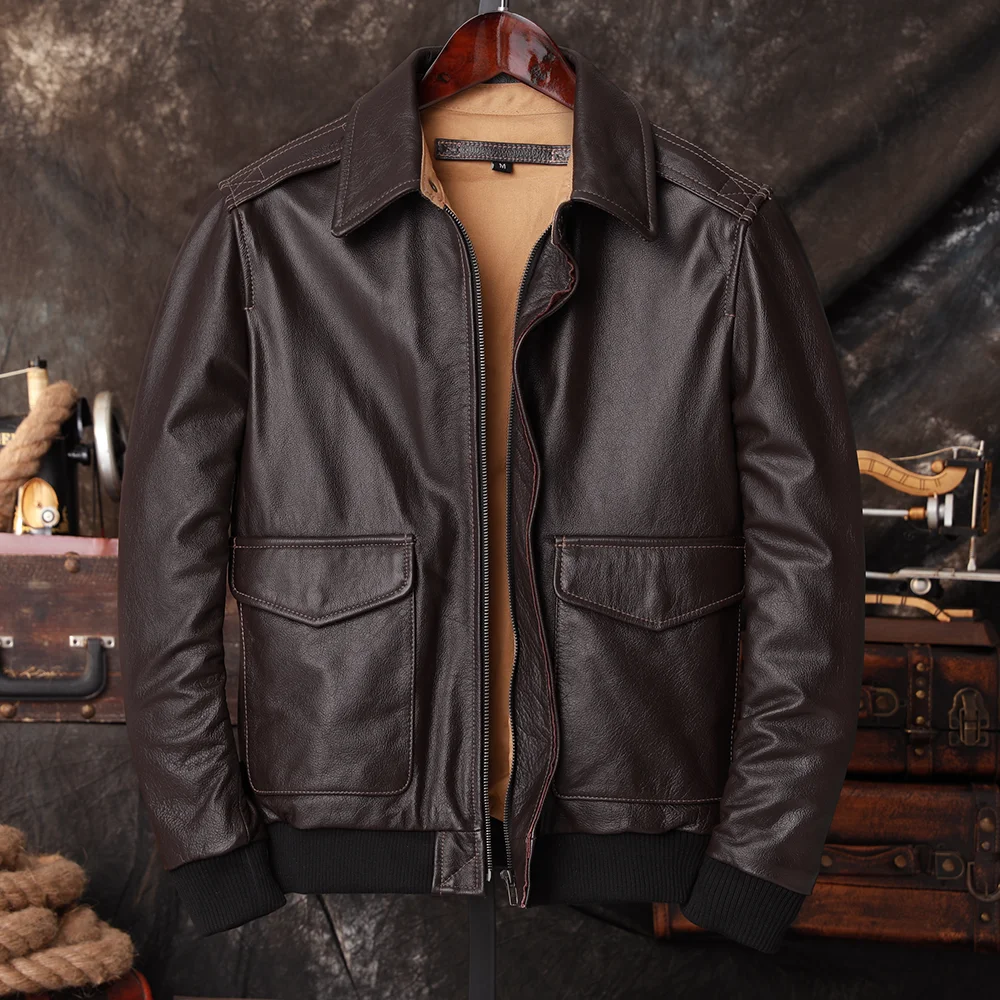 Bomber Jacket Men - Bomber A2 Pilot Genuine Leather Jacket