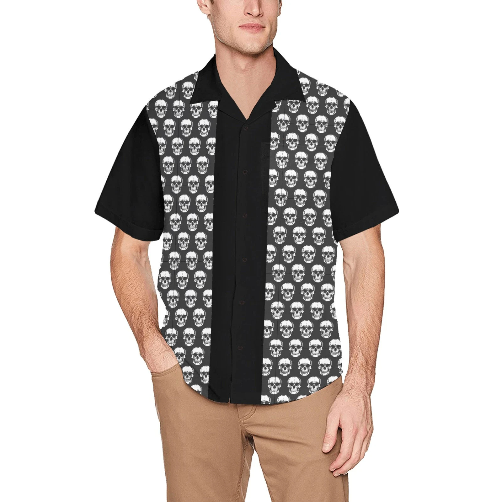 1950S Fashion Men'S - Retro Vintage-inspired Mens Bowling Shirt, Gothic