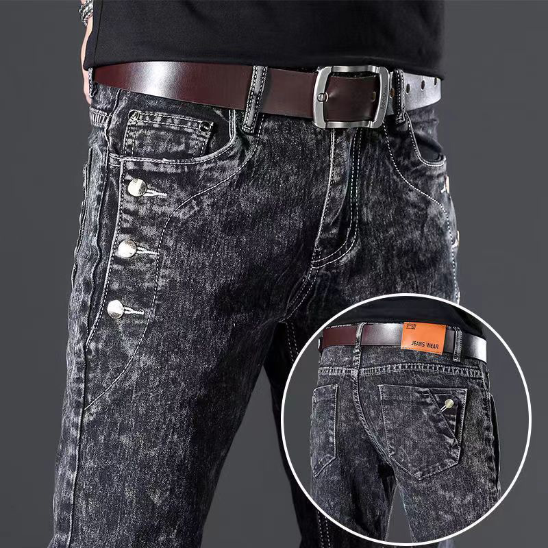 Men'S Fashion Grey Jeans - Classic Slim Vintage Fashion Men's Designer
