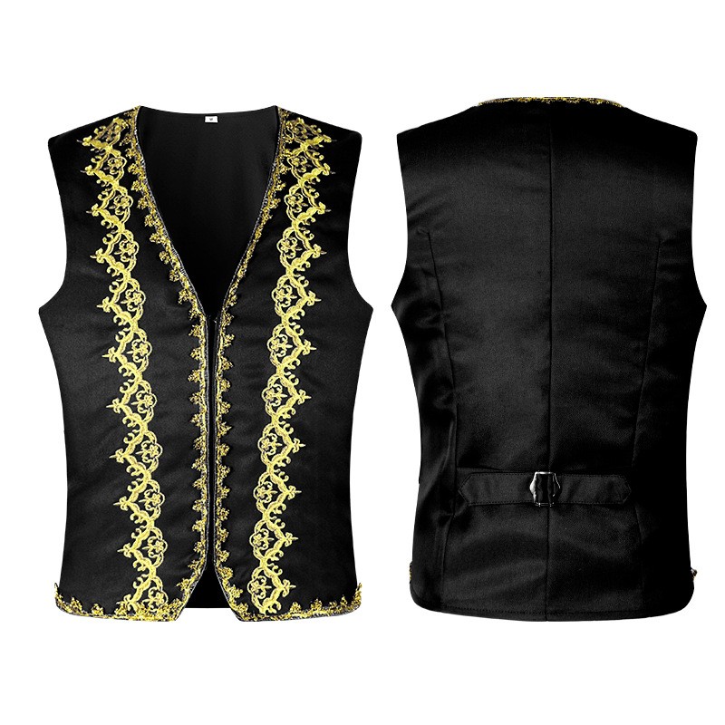 Formal Waistcoat Vest - Men's European Style Gold Embellished Formal