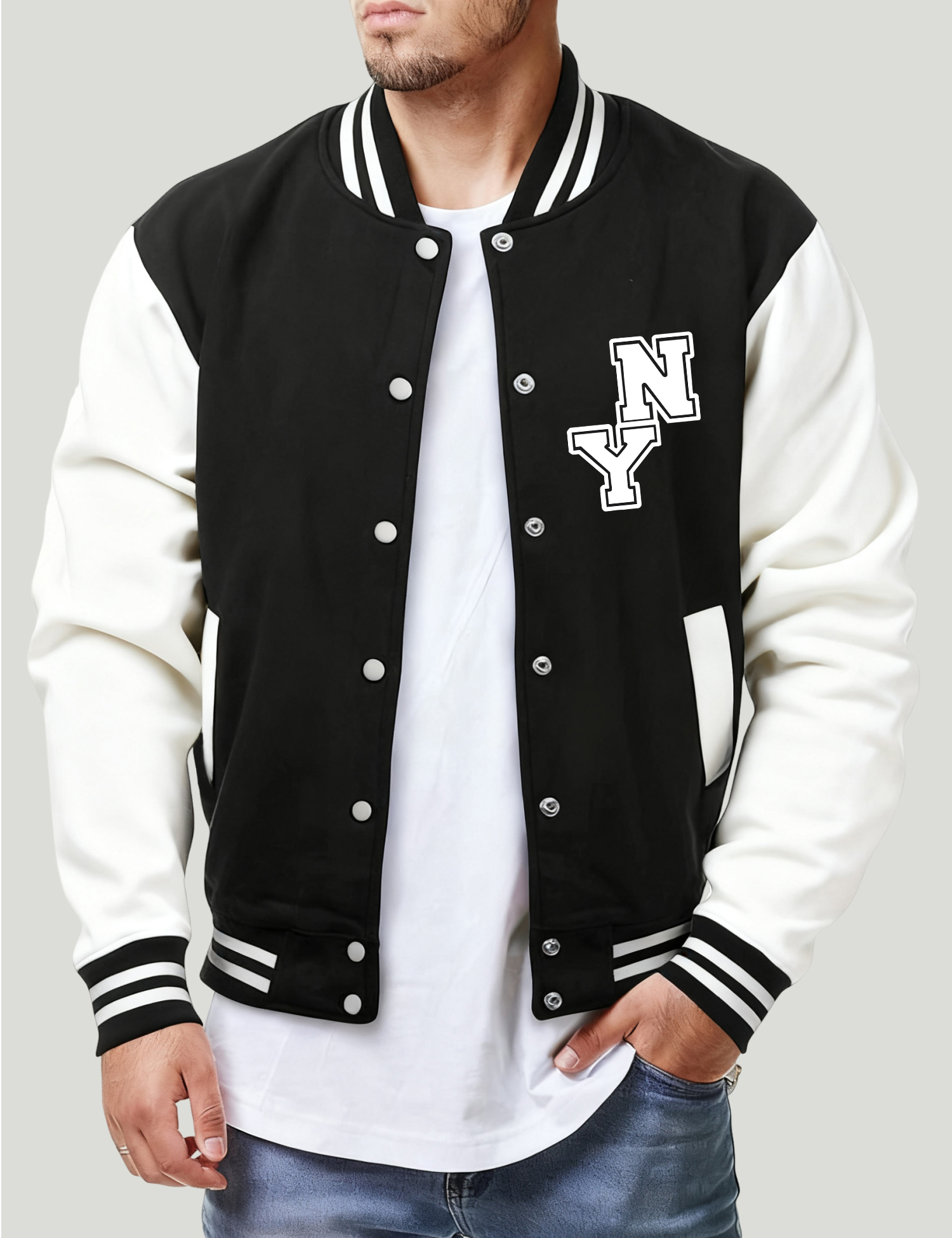 Mens Fashion Baseball Jersey - New York City Art Word Printed
