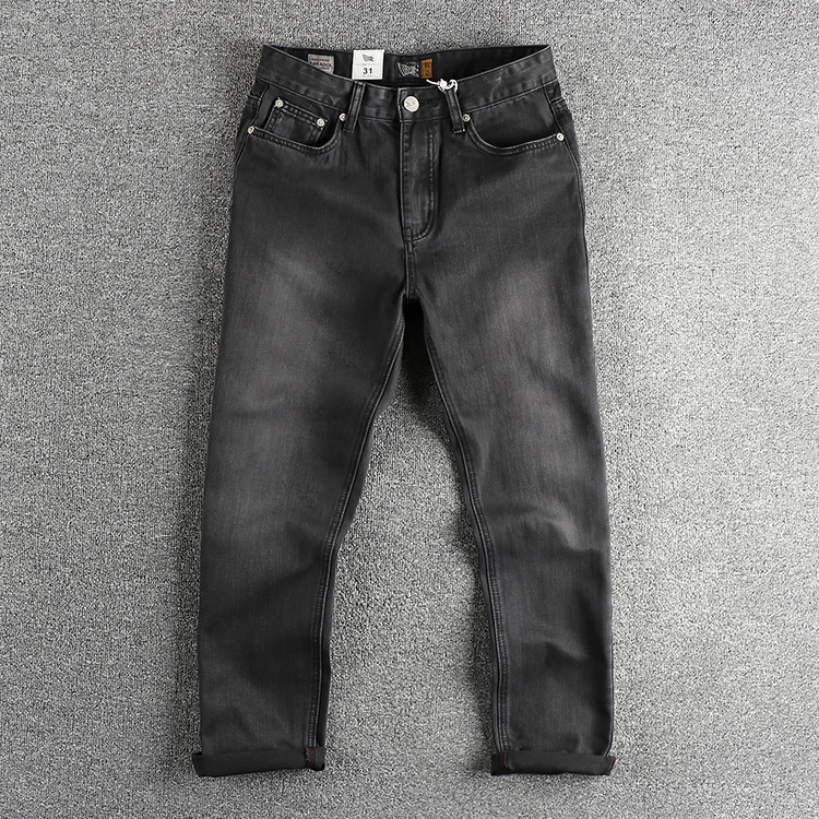 Men'S Fashion Grey Jeans - European American New Fashion Men's Black