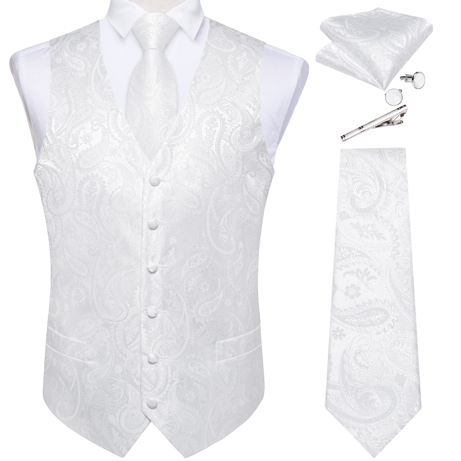Formal Waistcoat Vest - Pure White Wedding Vest for Man