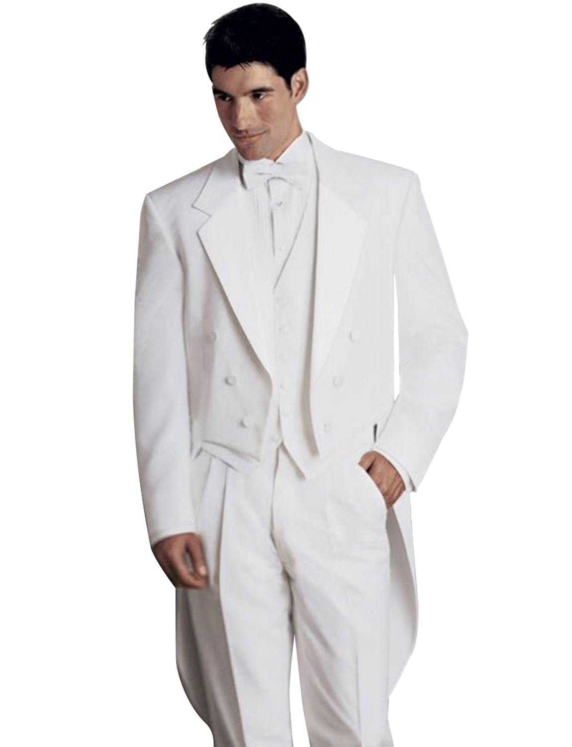 Formal Waistcoat Vest - White Men's 3 Pieces Tailcoat Groom