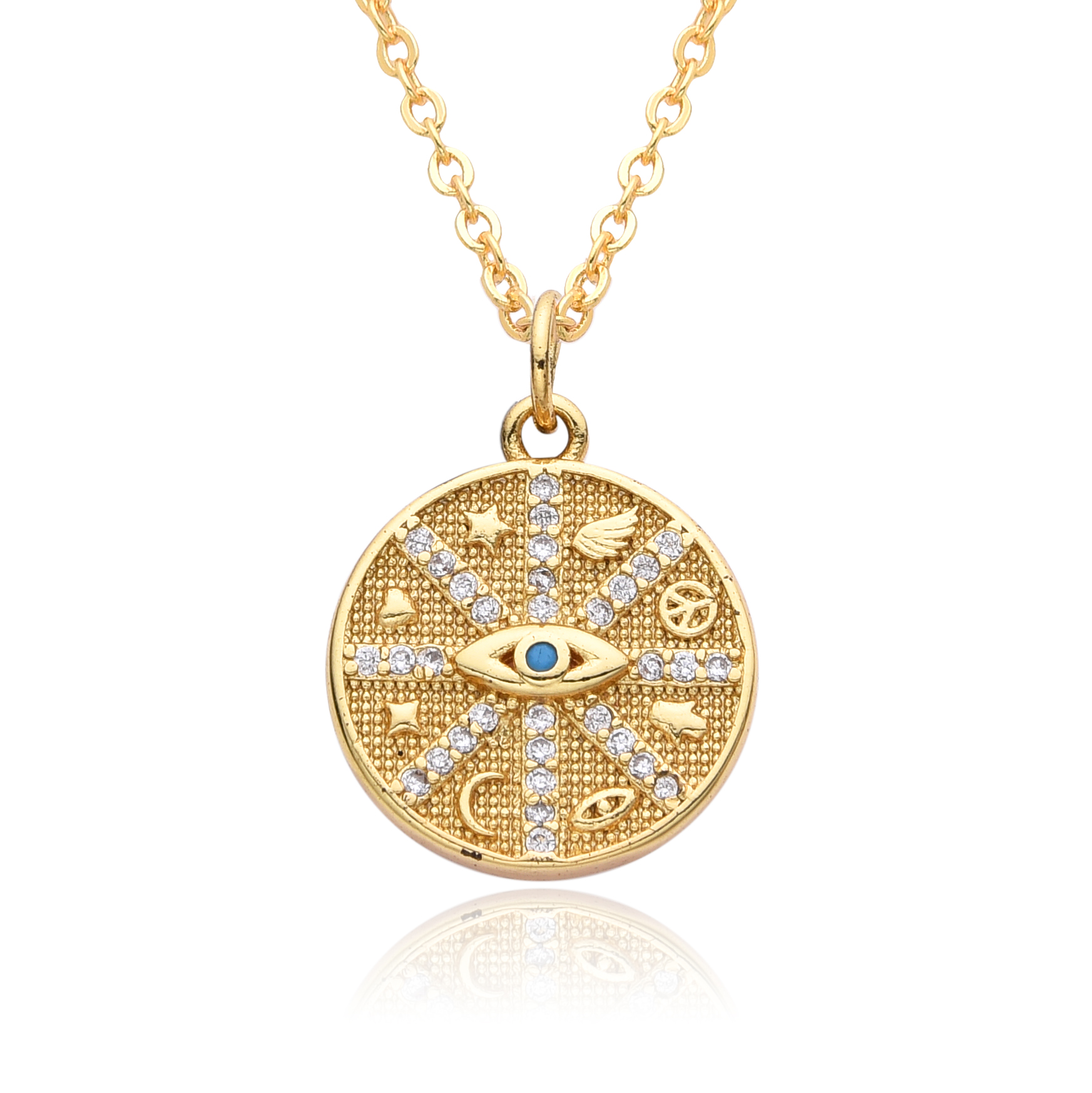 Men'S Fashion Gold Chain - Y2K Gold Color Solar Sun Charms