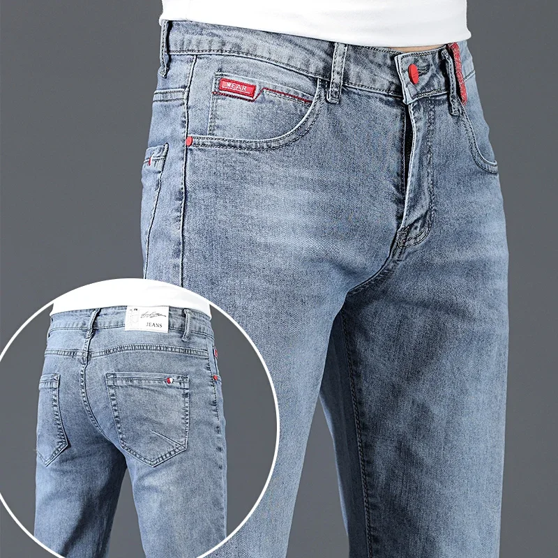 Men'S Fashion Grey Jeans - 2024 New Men's Cotton Business Casual