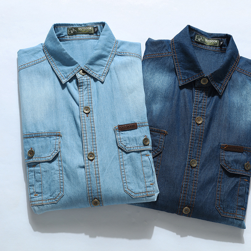 Jeans Shirt Fashion For Men - New Fashion Men Light Blue Long