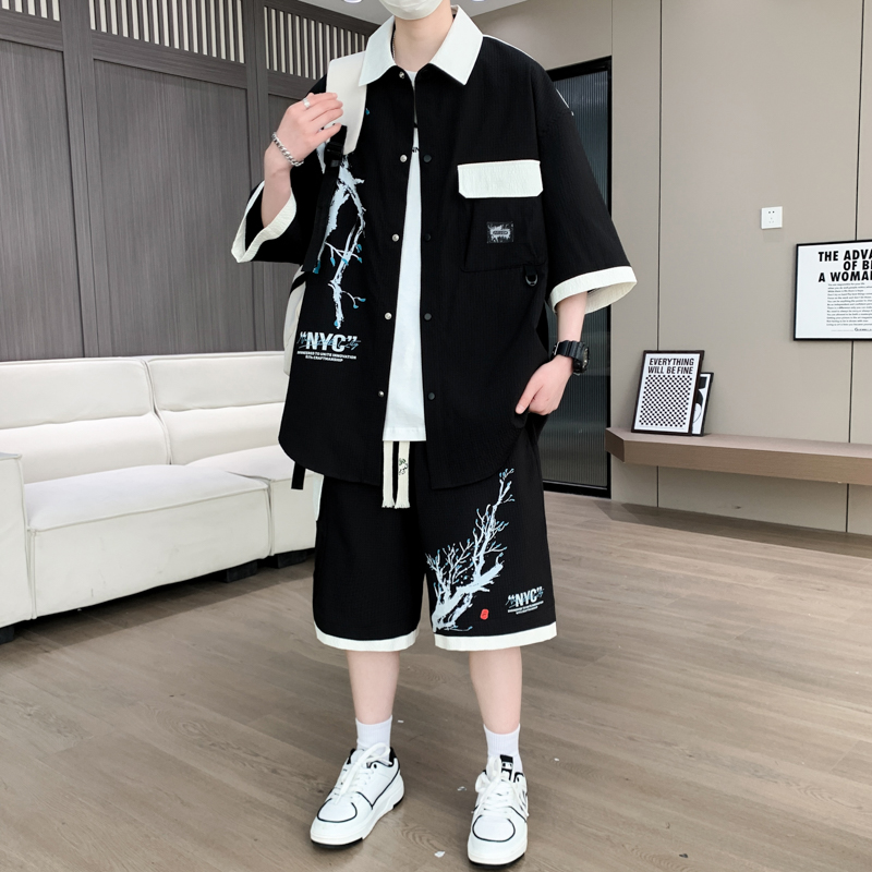 Mens Fashion Style - Shirt+shorts 2026 Summer New style Men's