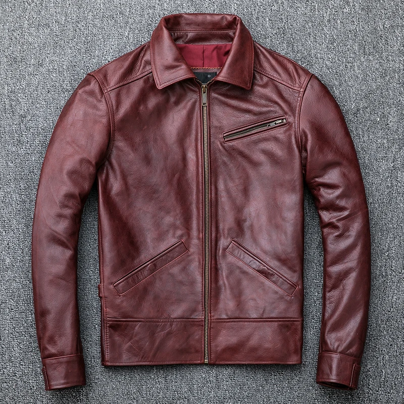 AYUNSUE Genuine Leather Jacket - Bomber Jacket Men avis et prix