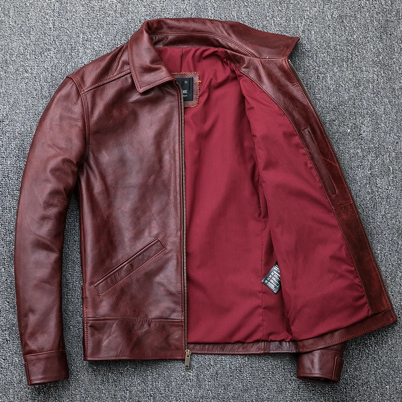 AYUNSUE Genuine Leather Jacket - Bomber Jacket Men avis et prix
