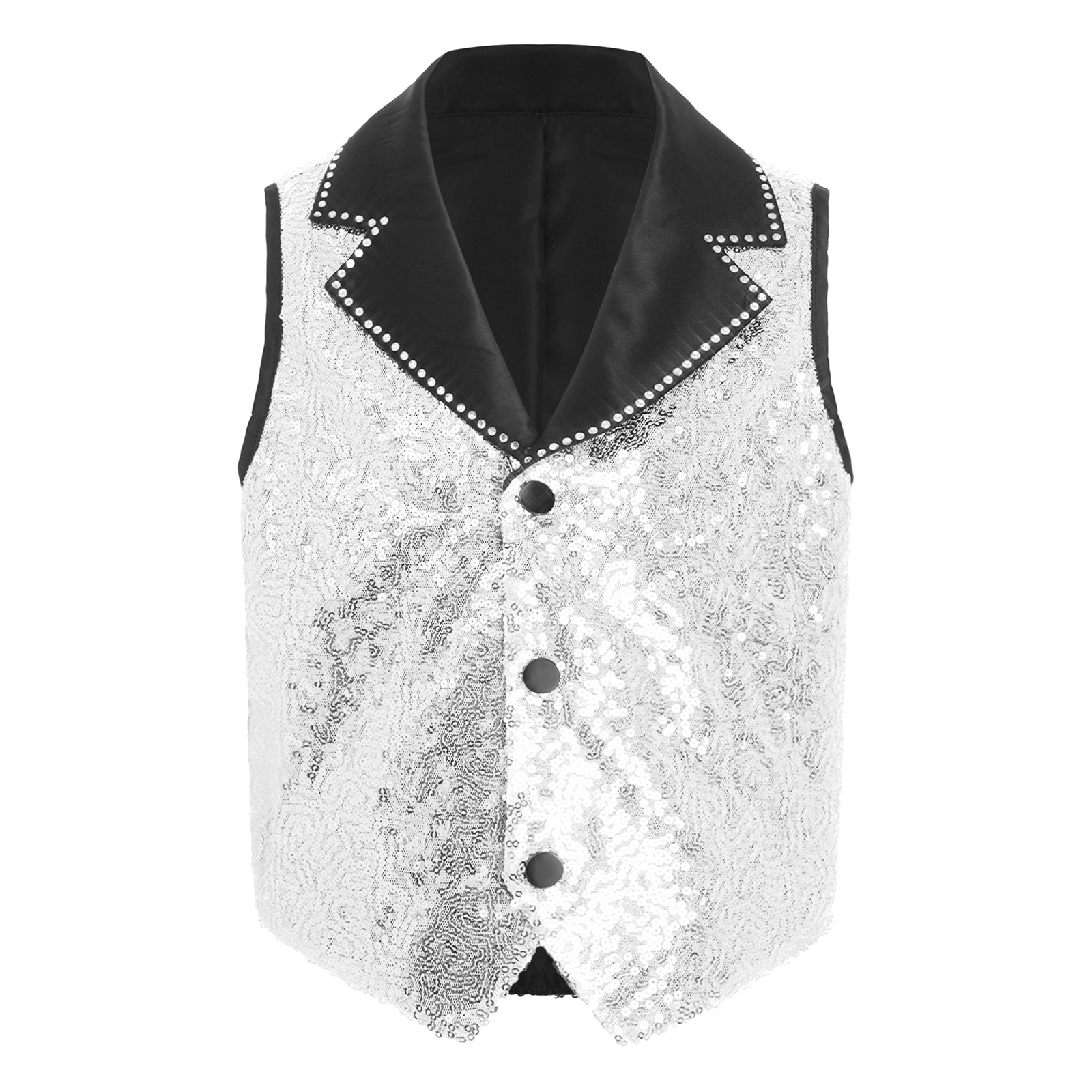 Boys Girls Vest Shiny Sequin S - Formal Waistcoat Vest avis et prix