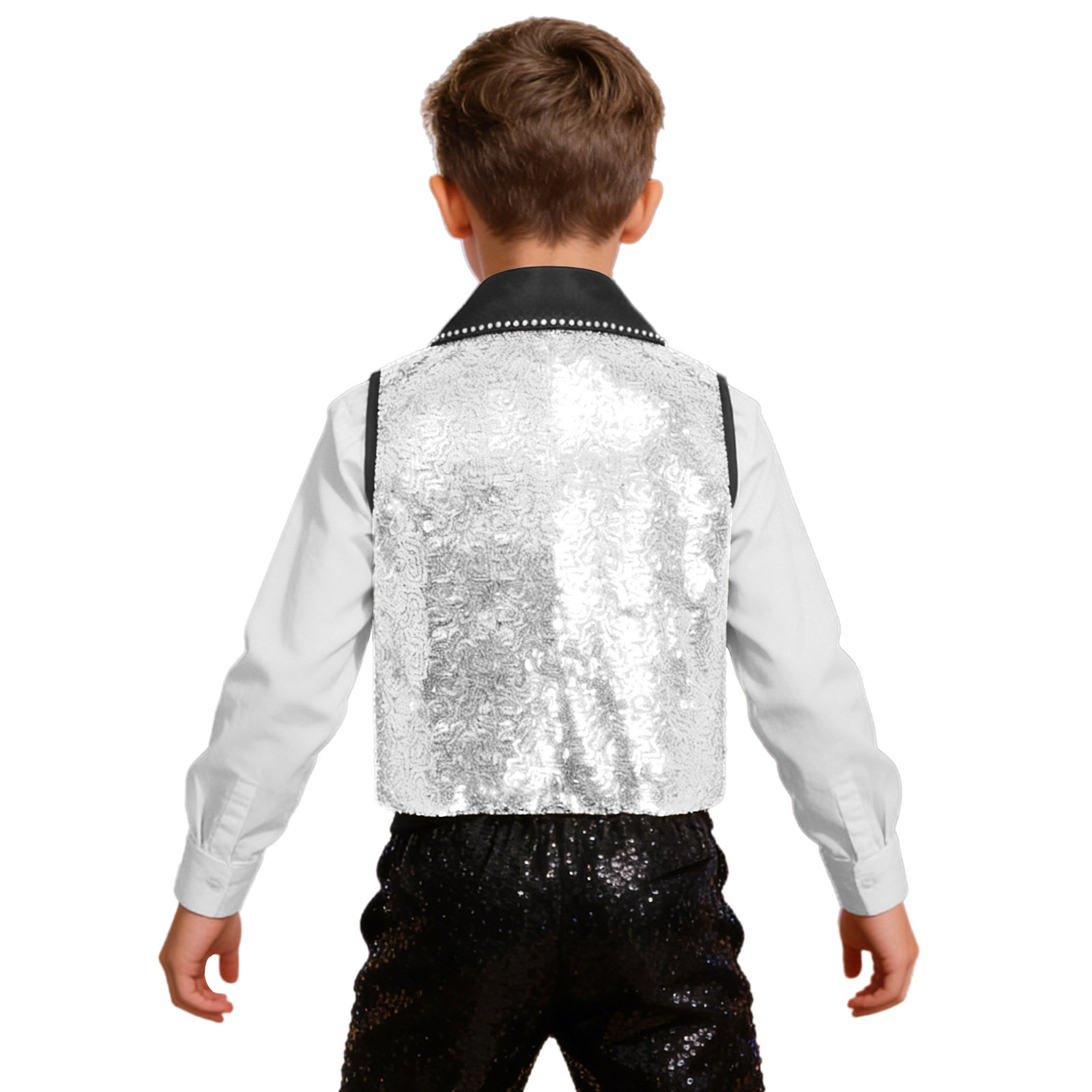 Boys Girls Vest Shiny Sequin S - Formal Waistcoat Vest avis et prix