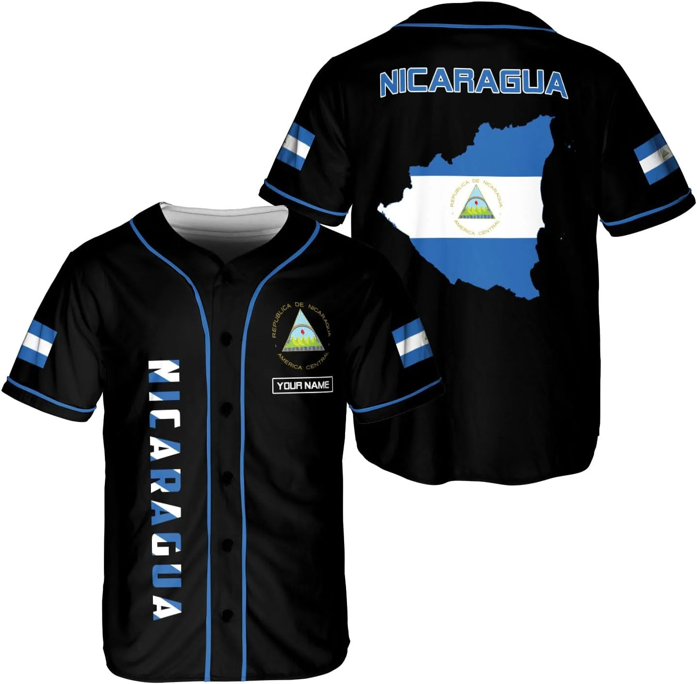 Personalized Name Nicaragua De - Mens Fashion Baseball Jersey avis et prix