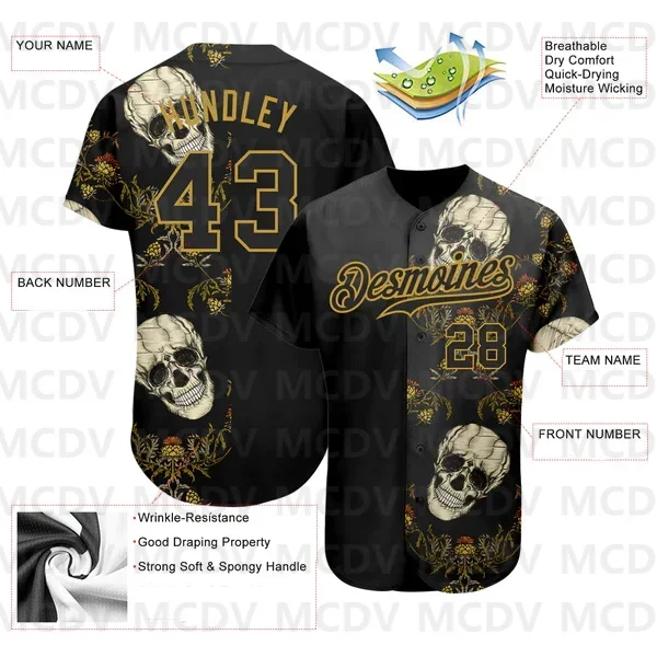 Custom Black Old Gold 3D Plant - Mens Fashion Baseball Jersey avis et prix
