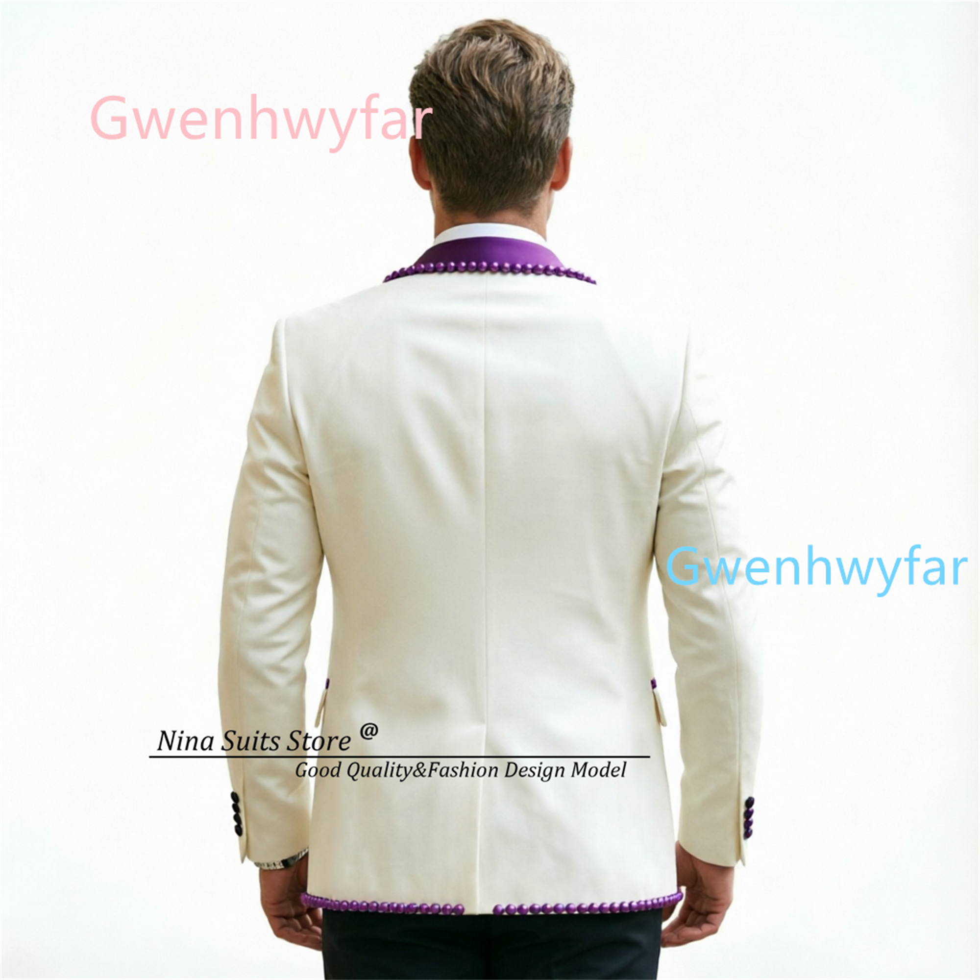 Gwenhwyfar Luxury Ivory Black  - Formal Waistcoat Vest avis et prix
