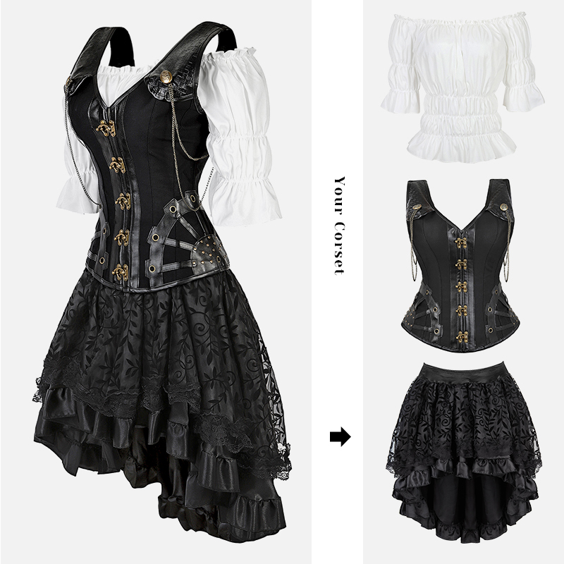 Steampunk Corset Dress Black G - Formal Waistcoat Vest avis et prix