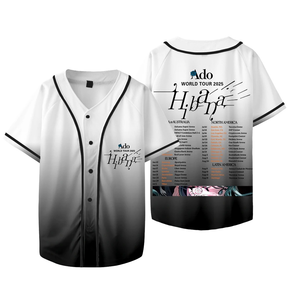 Ado Hibana World Tour  Merch J - Mens Fashion Baseball Jersey avis et prix