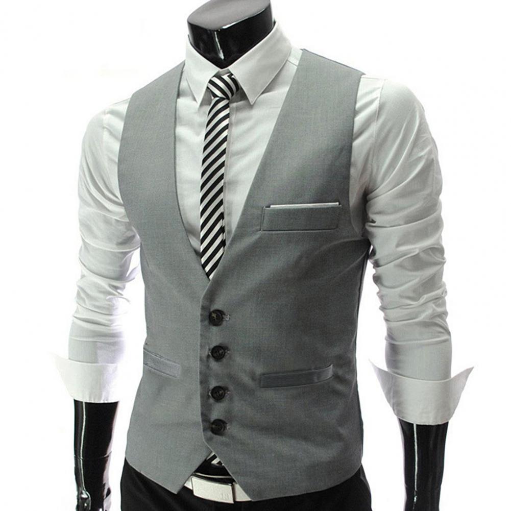 Men Vest Single Breasted Suit  - Formal Waistcoat Vest avis et prix