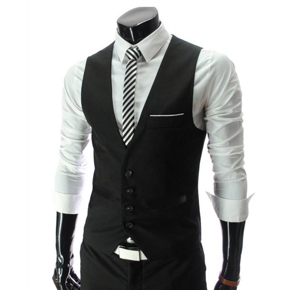 Men Vest Single Breasted Suit  - Formal Waistcoat Vest avis et prix