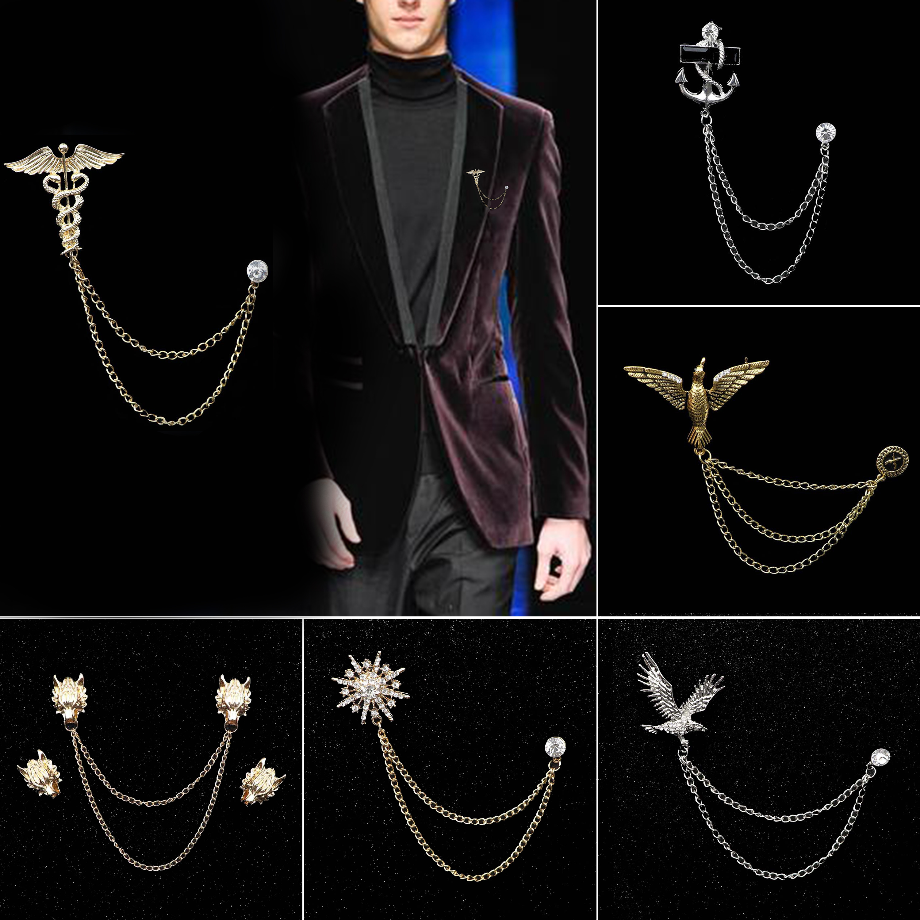 Mens Chain Brooches Delicate V - Jeans Shirt Fashion For Men avis et prix