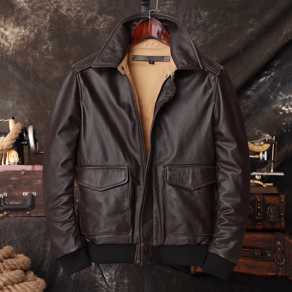 Bomber A2 Pilot Genuine Leathe - Bomber Jacket Men avis et prix