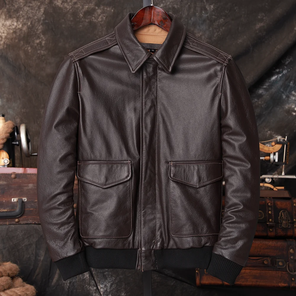 Bomber A2 Pilot Genuine Leathe - Bomber Jacket Men avis et prix