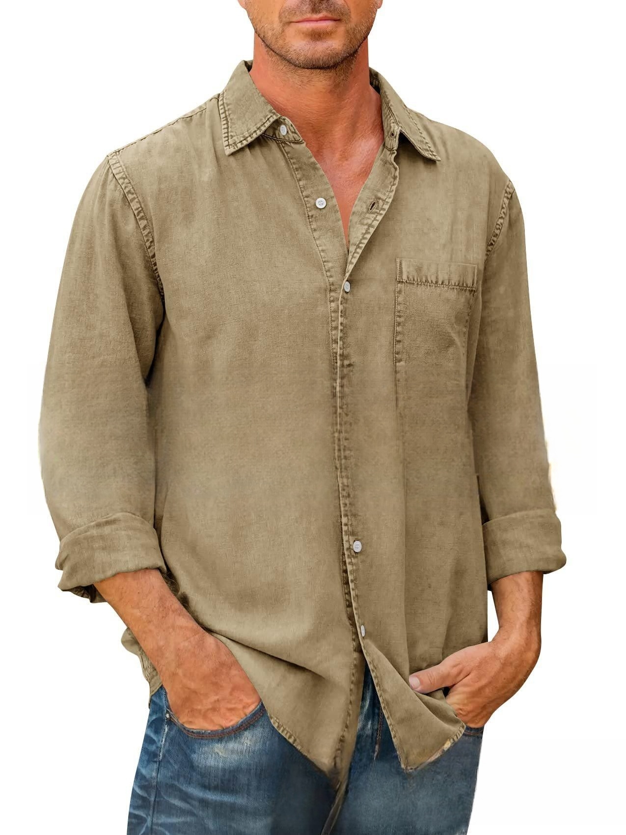 Men Shirts Cotton Denim Long S - Jeans Shirt Fashion For Men avis et prix