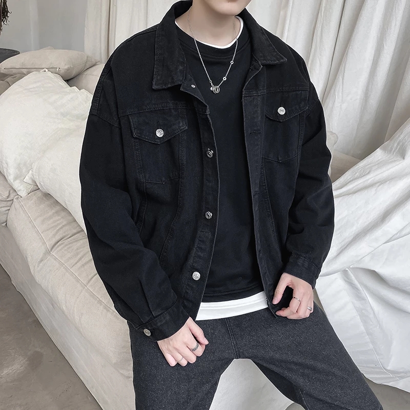 Black Denim Short Jacket Men J - Bomber Jacket Men avis et prix
