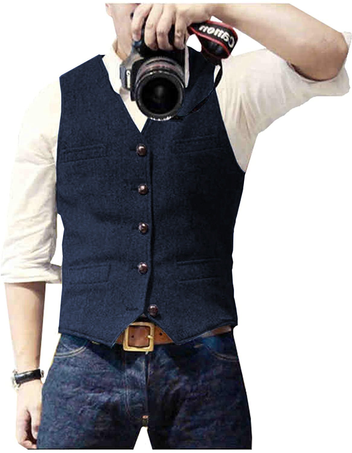 Men's Suit Vest V Neck Wool He - Formal Waistcoat Vest avis et prix