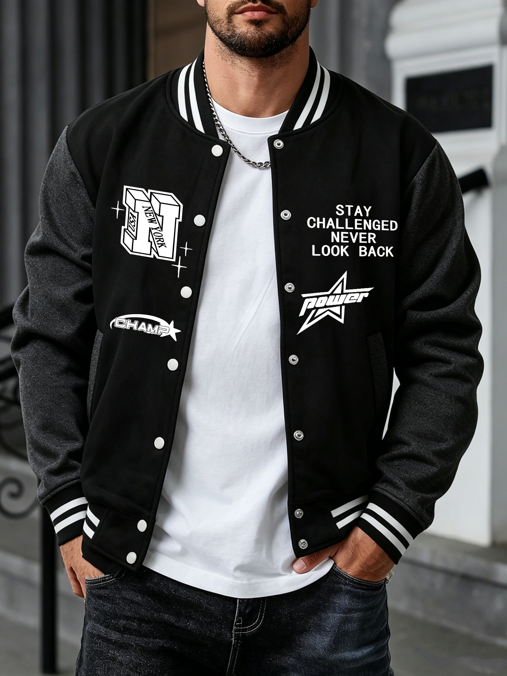 Stay Challenged Never Look Bac - Mens Fashion Baseball Jersey avis et prix