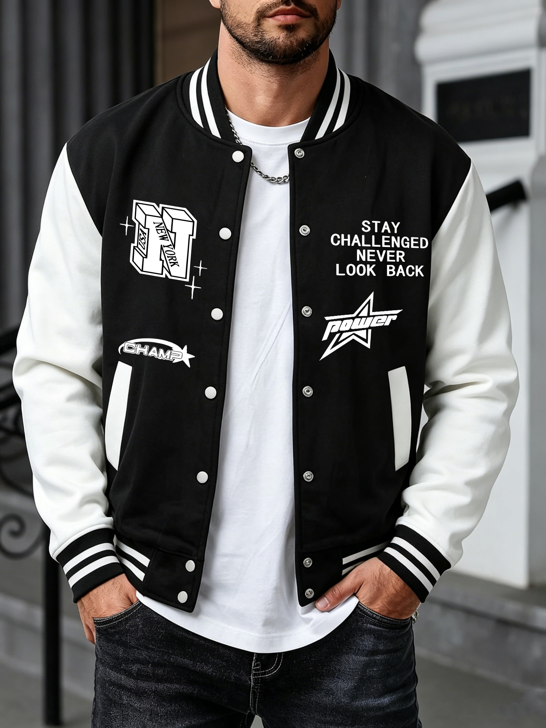 Stay Challenged Never Look Bac - Mens Fashion Baseball Jersey avis et prix