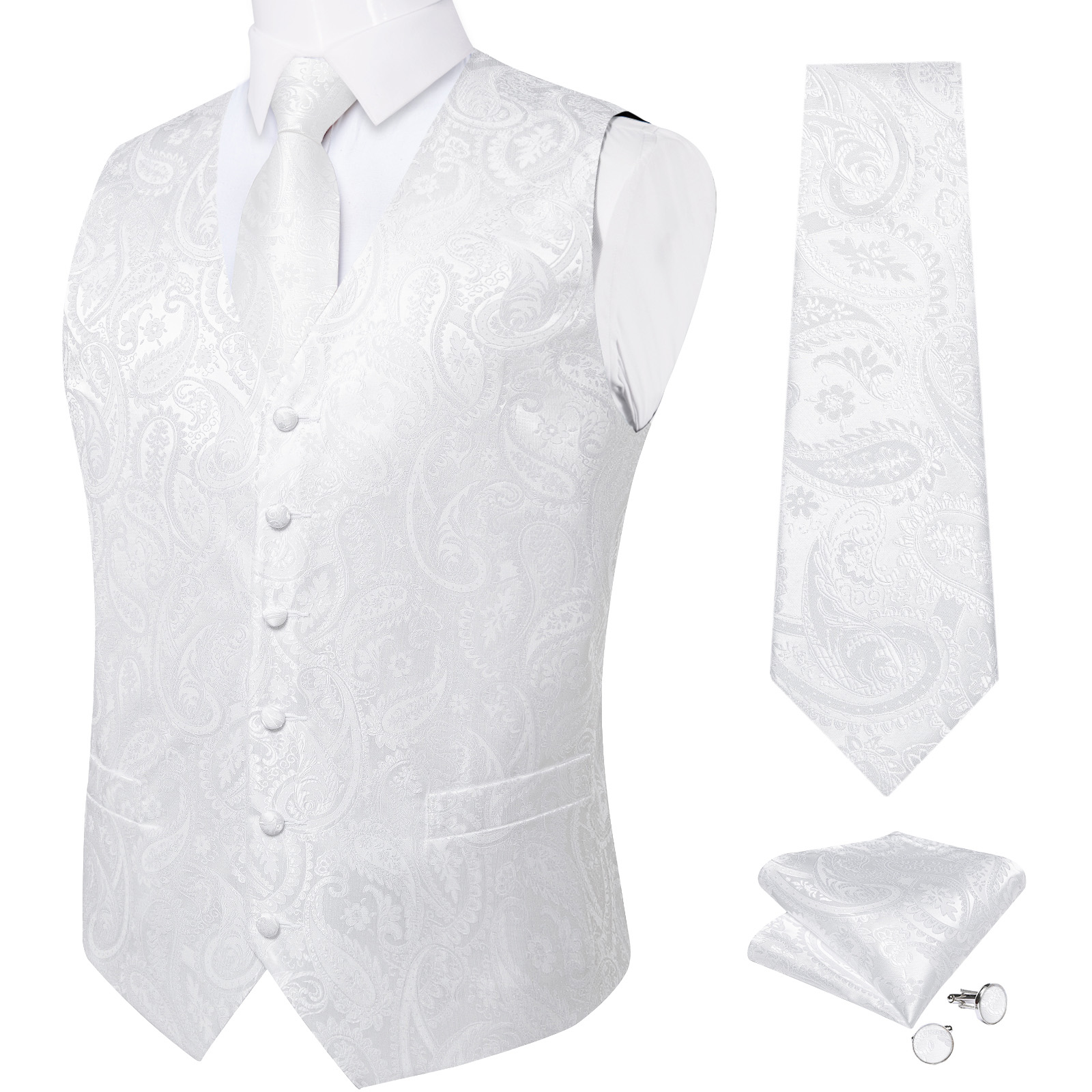 Pure White Wedding Vest for Ma - Formal Waistcoat Vest avis et prix