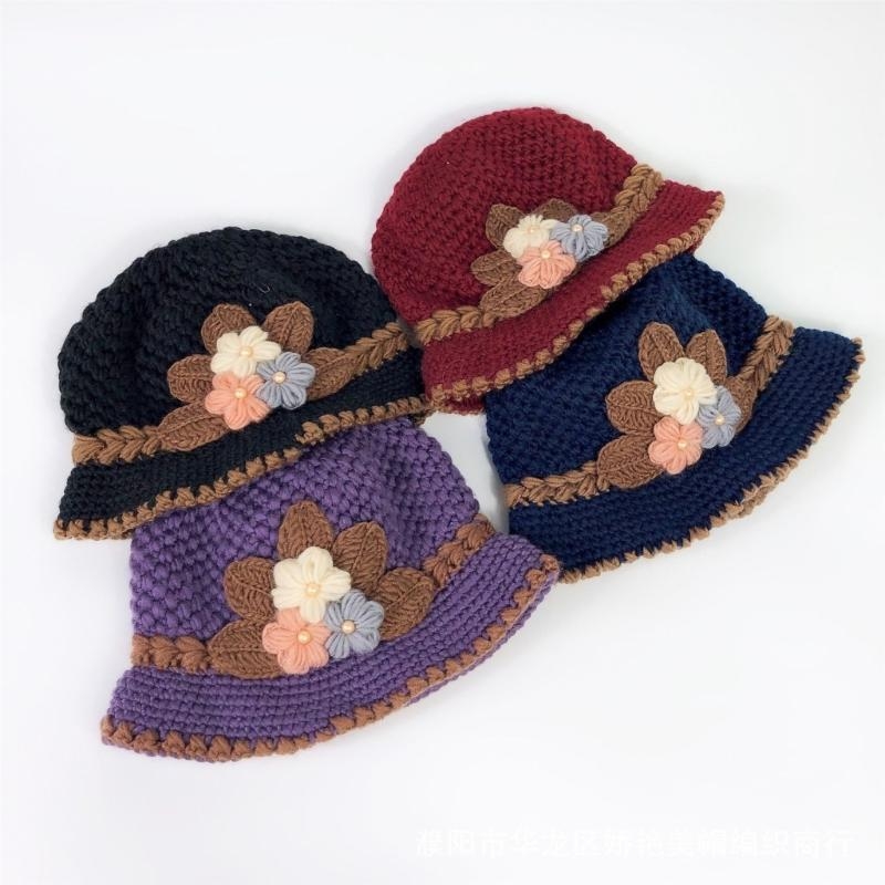 Fashion Knit Flower Bucket Hat - Mens Fashion Bucket Hat avis et prix
