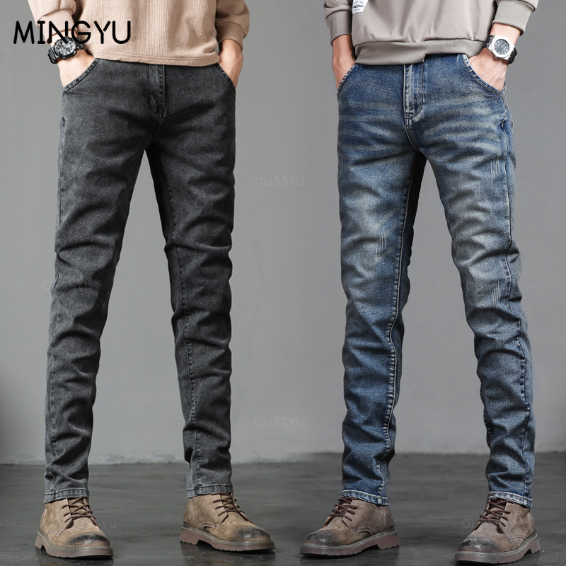 Autumn Winter Cotton Men's Cla - Men'S Fashion Grey Jeans avis et prix