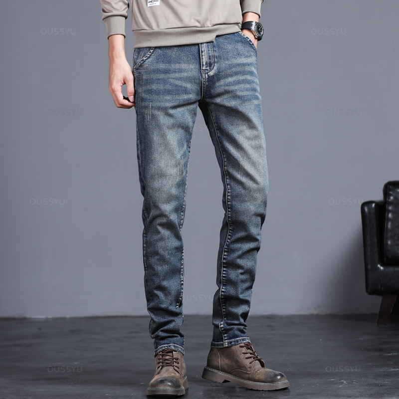 Autumn Winter Cotton Men's Cla - Men'S Fashion Grey Jeans avis et prix
