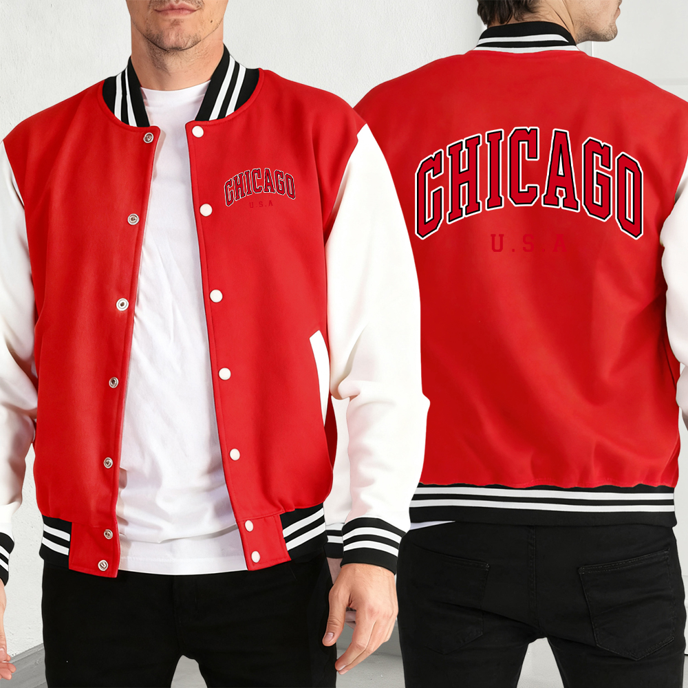 Chicago Usa Words Print Man Co - Mens Fashion Baseball Jersey avis et prix