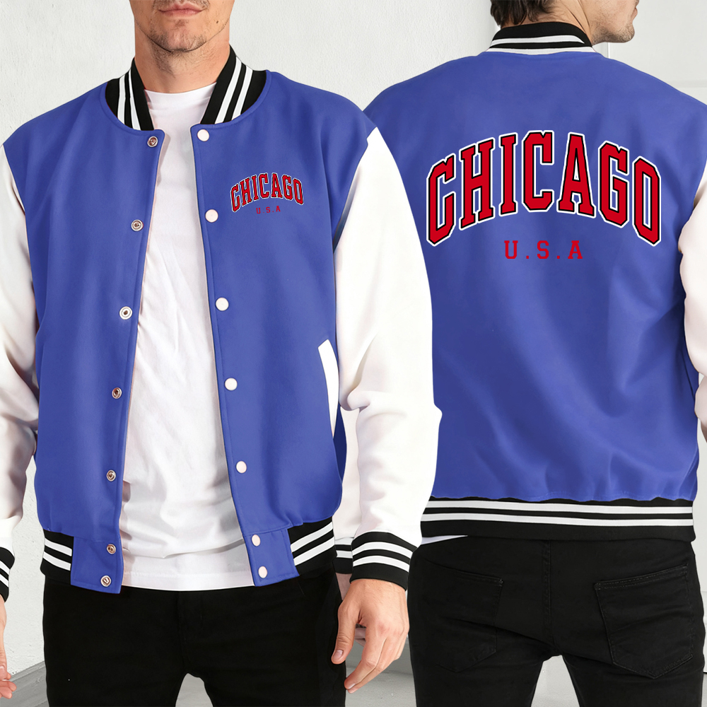 Chicago Usa Words Print Man Co - Mens Fashion Baseball Jersey avis et prix